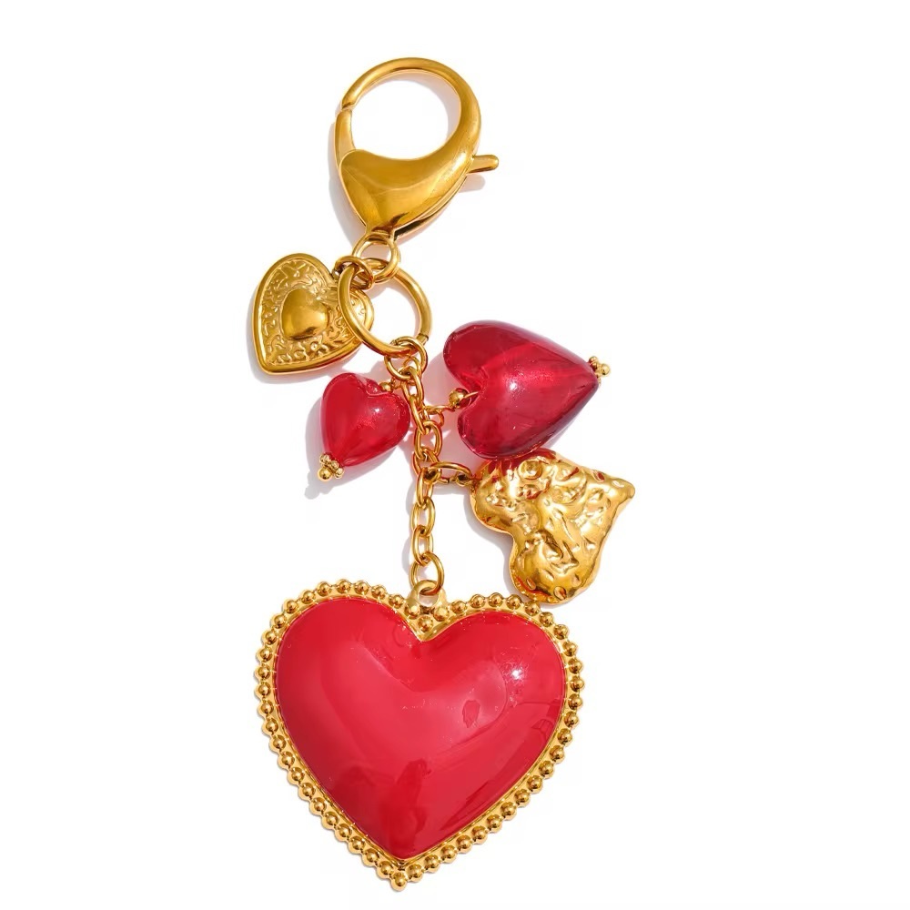 ◾️18K Gold Plated Love Enamel Charm Keychain